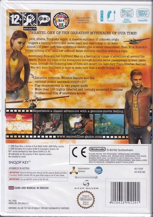 Secret Files Tunguska - i Folie - Wii (AA Grade) (Genbrug)